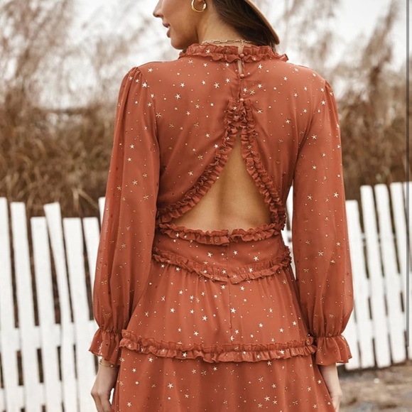 Cosmic Star Ruffle Open Back Mini Dress - Picture 8 of 13